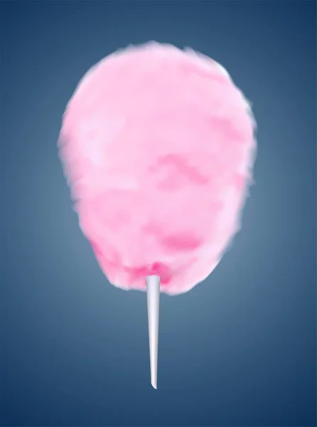 Розовая Сладкая Вата Настоящее Сахарное Облако Палкой Векторная Иллюстрация Объекта — стоковый вектор
