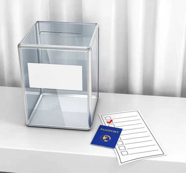 Ballot Box Passport Newsletter Table Voting Room Illustration — Stock Photo, Image