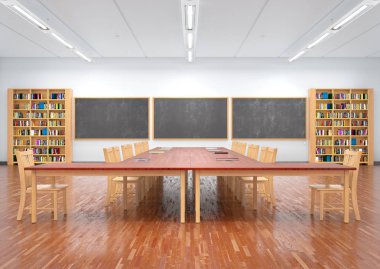 Okuma salonu iç. 3D çizim