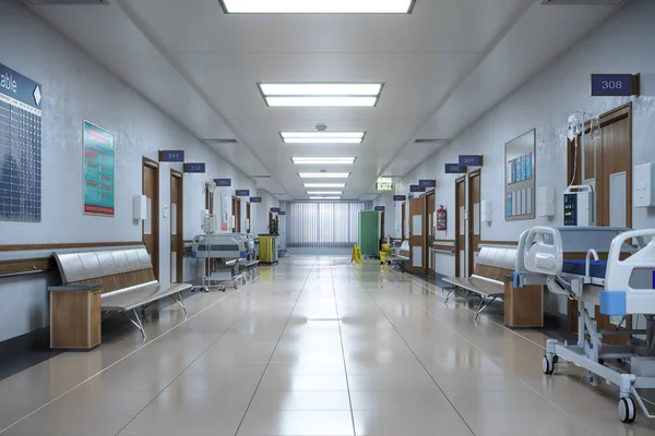 Dans Couloir Des Urgences Hôpital Ambulatoire Illustration — Photo