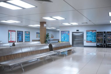 Koridor acil servis ve poliklinik hastane. 3D çizim