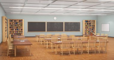 Okuma salonu iç. 3D çizim