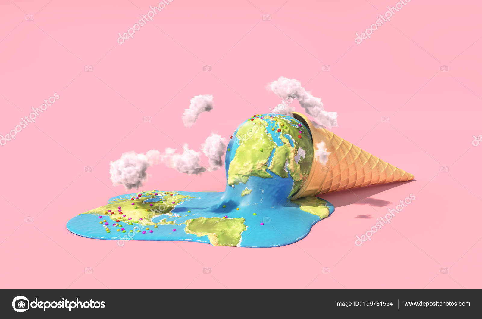 Advertencia Global Planeta Como Derretimiento Helado Bajo Sol Caliente  Sobre Ilustración de stock #199781554 de ©urfingus, image size:1600x1060