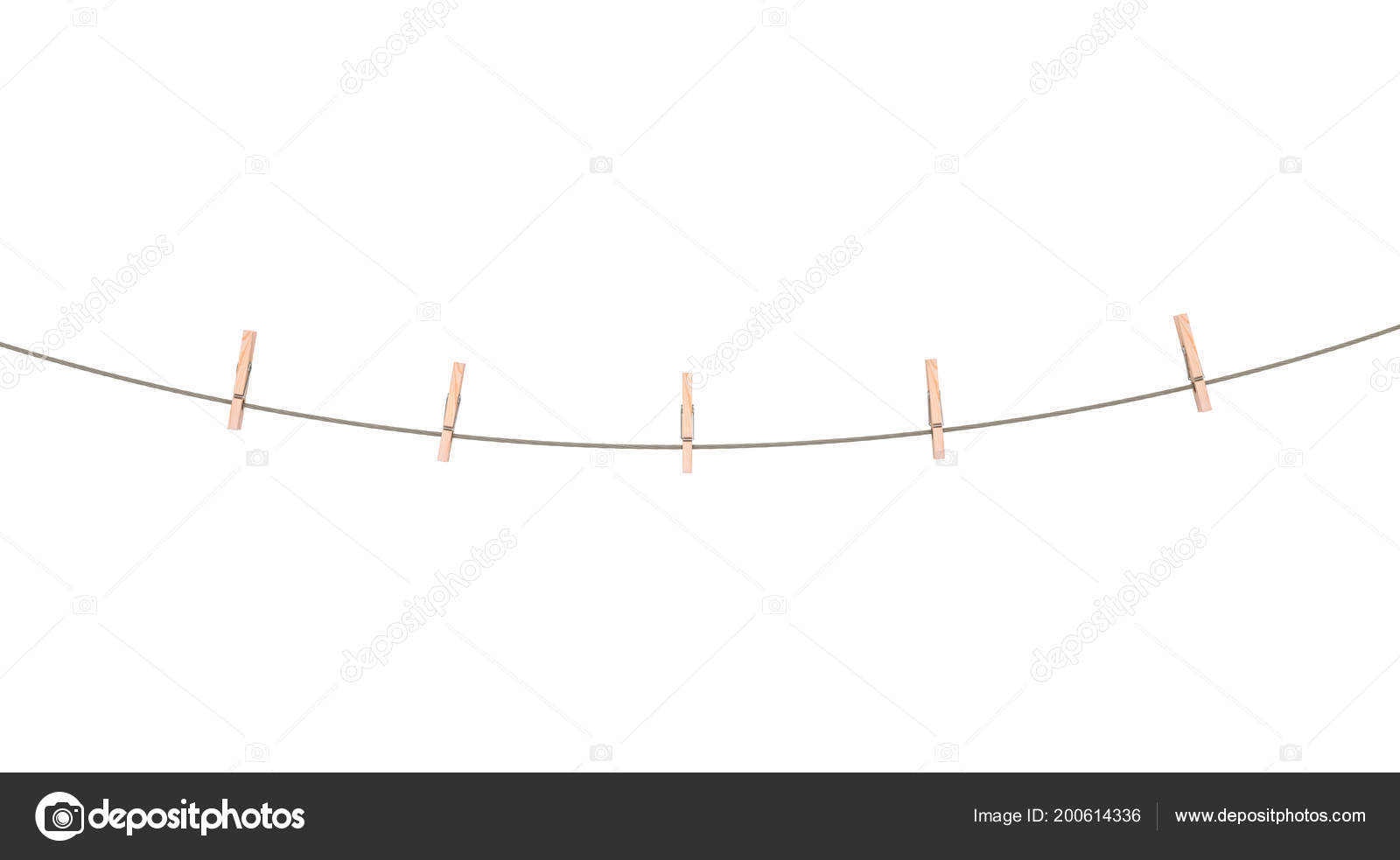 Clothespin on Rope Isolated on White Background Stock Illustration -  Illustration of announce, clamp: 48884338
