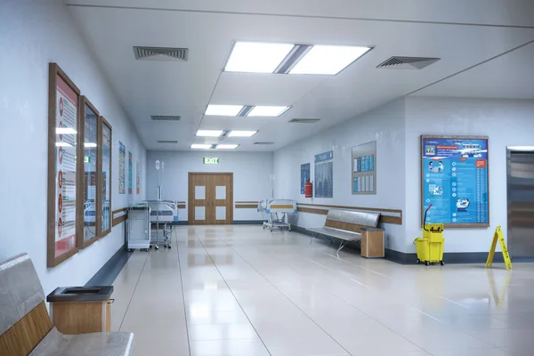 廊下緊急治療室と外来病院 イラストレーション — ストック写真