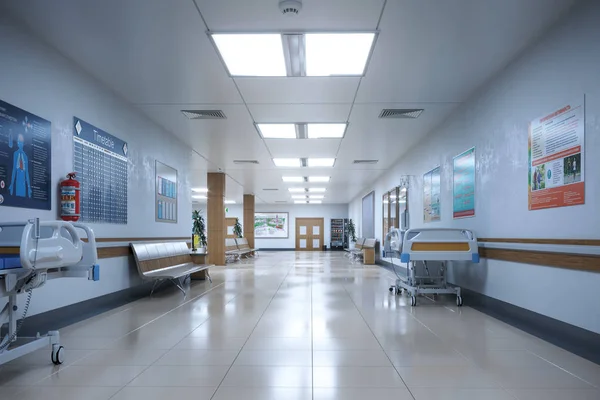 Koridor Ruang Gawat Darurat Dan Rumah Sakit Rawat Jalan Ilustrasi — Stok Foto