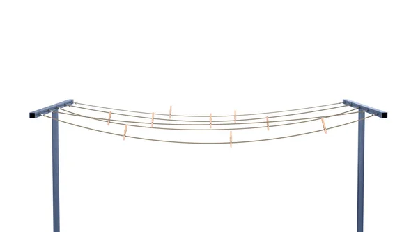 Cuerdas Con Pinzas Ropa Soportes Aislados Ilustración —  Fotos de Stock