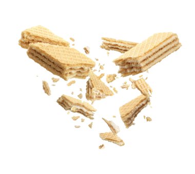 Waffle yarısında, kırık beyaz arka plan üzerinde izole