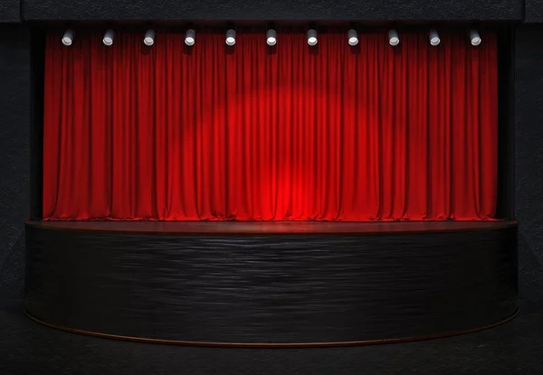 Act Drape Red Curtains Rendering Image — Stock Photo, Image