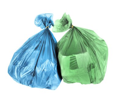 Beyaz bir arka plan üzerinde izole çöp torbaları