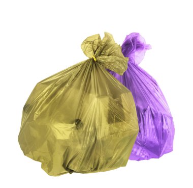 Beyaz bir arka plan üzerinde izole çöp torbaları