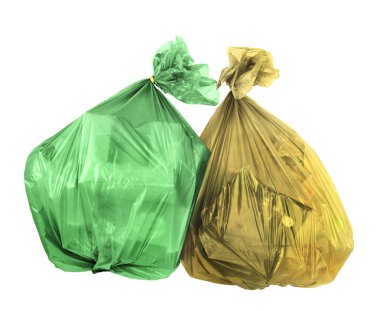 Beyaz bir arka plan üzerinde izole çöp torbaları