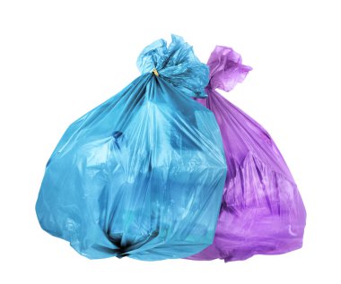 Beyaz bir arka plan üzerinde izole çöp torbaları