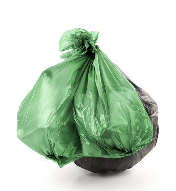 Beyaz bir arka plan üzerinde izole çöp torbaları