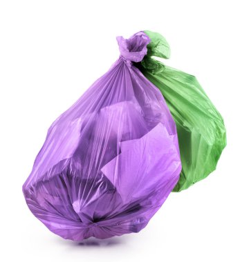 Beyaz bir arka plan üzerinde izole çöp torbaları