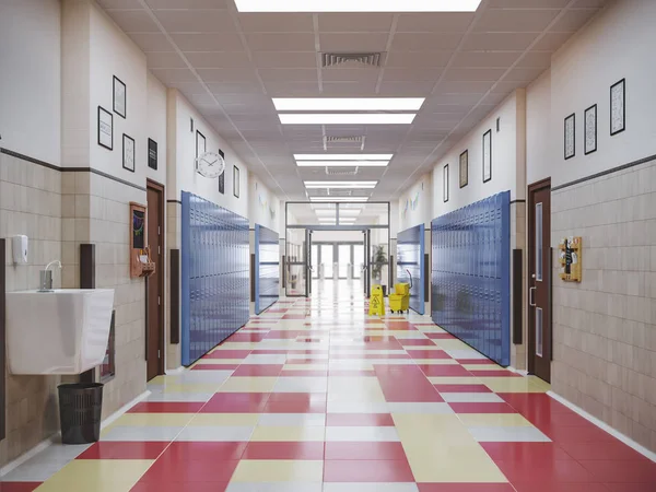 Escola Corredor Interior Ilustração — Fotografia de Stock