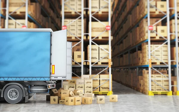 Taşıma'bir ambar arka plan üzerinde izole dır. 3D çizim