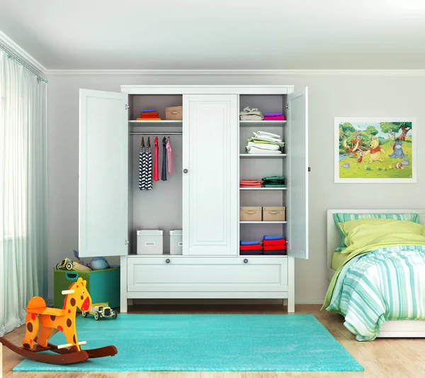 Wardrobe Children Room Illustration — Stock Photo, Image