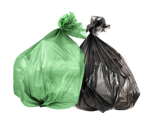 Beyaz bir arka plan üzerinde izole çöp torbaları