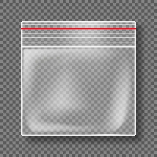Realistické Plastová Transparentní Taškou Izolovaných Průhledném Pozadí — Stockový vektor