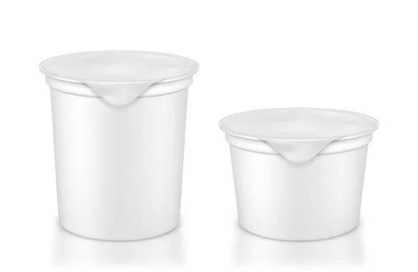 Vector Tom Vit Förpackning Behållare För Yoghurt Glass Eller Dessert — Stock vektor