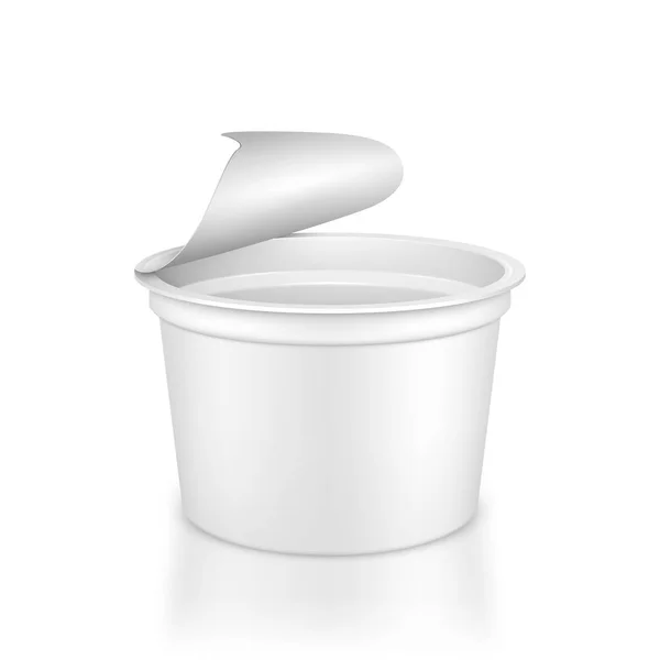 Recipiente Plástico Blanco Para Crema Agria Yogur Mermeladas Otros Productos — Vector de stock