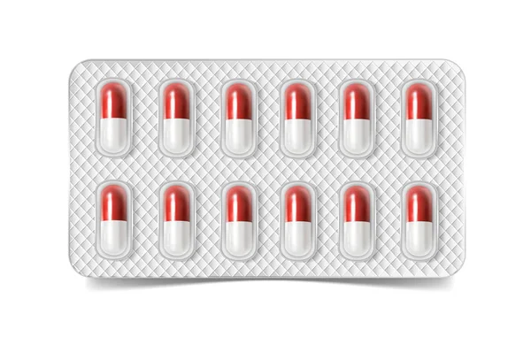 Verpackungen Für Medikamente Schmerzmittel Antibiotika Vitamine Und Aspirin Tabletten Vektor — Stockvektor