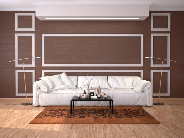 Interior Design Room White Sofa Illustration — Stock Photo, Image