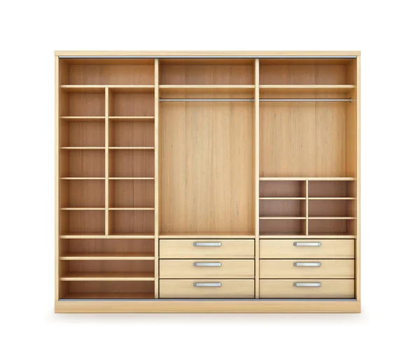 Leere Offene Hölzerne Garderobe Illustration — Stockfoto