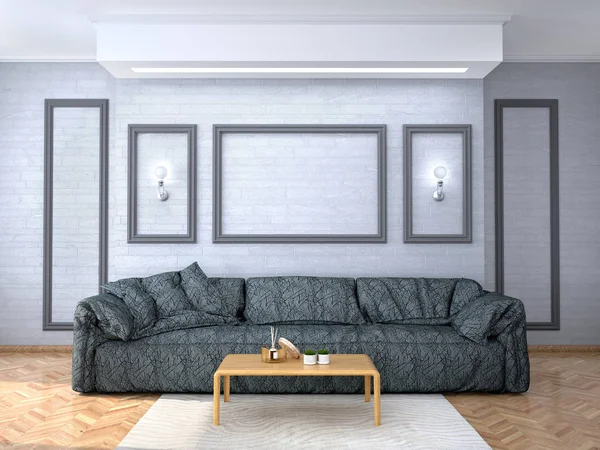 Interior Design Della Stanza Con Cornici Sulla Parete Illustrazione — Foto Stock