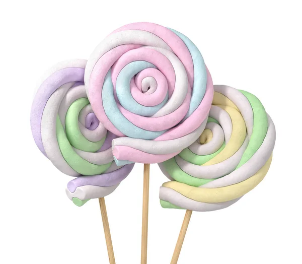 Färgglada Marshmallows Form Spiral Pinnar Illustration — Stockfoto