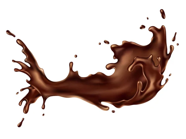 Forma Abstracta Salpicadura Chocolate Aislado Sobre Fondo Blanco — Vector de stock