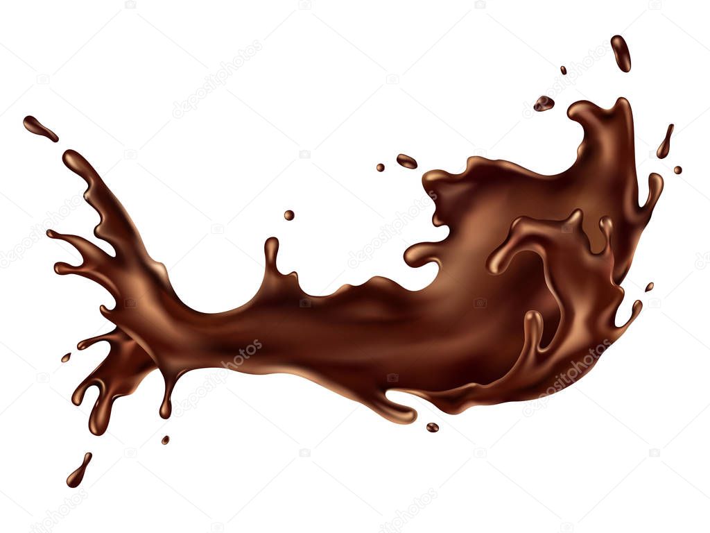 Abstract shape of chocolate splash, isolated on white background