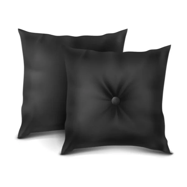 Vector Mock Black Set Pillow Rectangle — Stock Vector