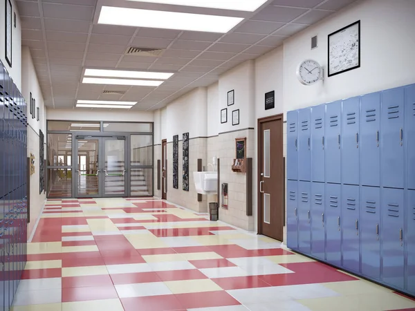 School Hallway Interior Illustration — Stock Photo, Image