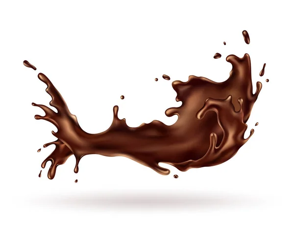 Forma Abstracta Salpicadura Chocolate Aislado Sobre Fondo Blanco — Vector de stock