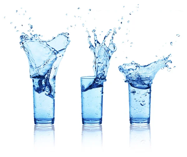 Splashes Glass Water Set — Stock Photo, Image