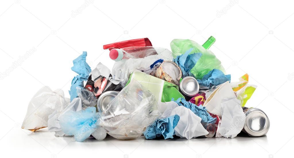 Garbage pile isolated on a white background