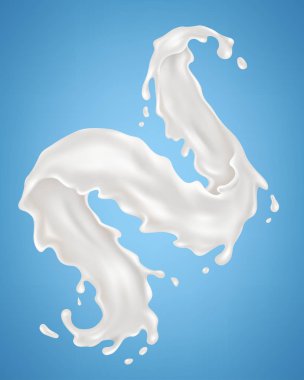 Mavi arkaplanda süt sıçramaları
