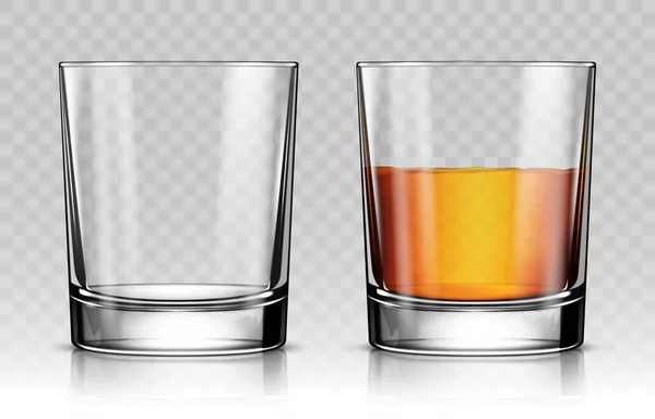Tomma Och Fulla Whiskey Glas — Stock vektor