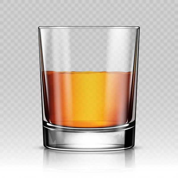 Bicchiere Whisky Isolato Realistico Vettoriale Illustrazione — Vettoriale Stock