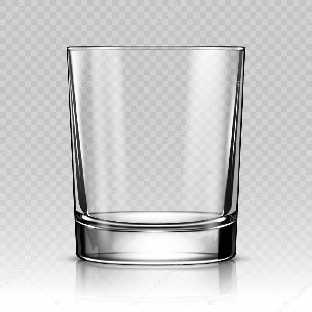 Realistic glass cup isolated on transparent background. Vector illustration