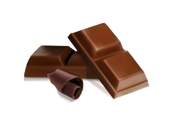Шоколадная Стружка Кусочками Шоколада Белом Фоне — стоковый вектор