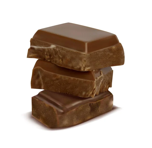 Piezas Chocolate Ilustración Vectorial — Vector de stock