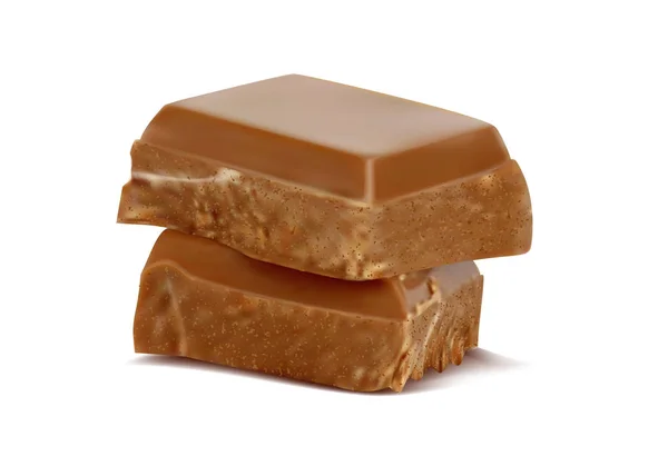 Pedaços Barra Chocolate Fundo Branco — Vetor de Stock