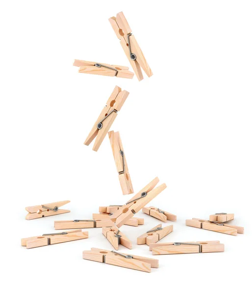 Wooden Clothespin Falling Isolated — Stock Photo, Image