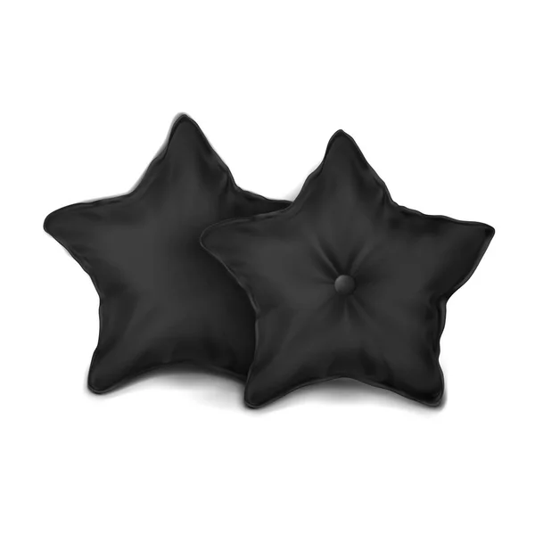 Vector Mock Black Set Pillow Star — Stock Vector