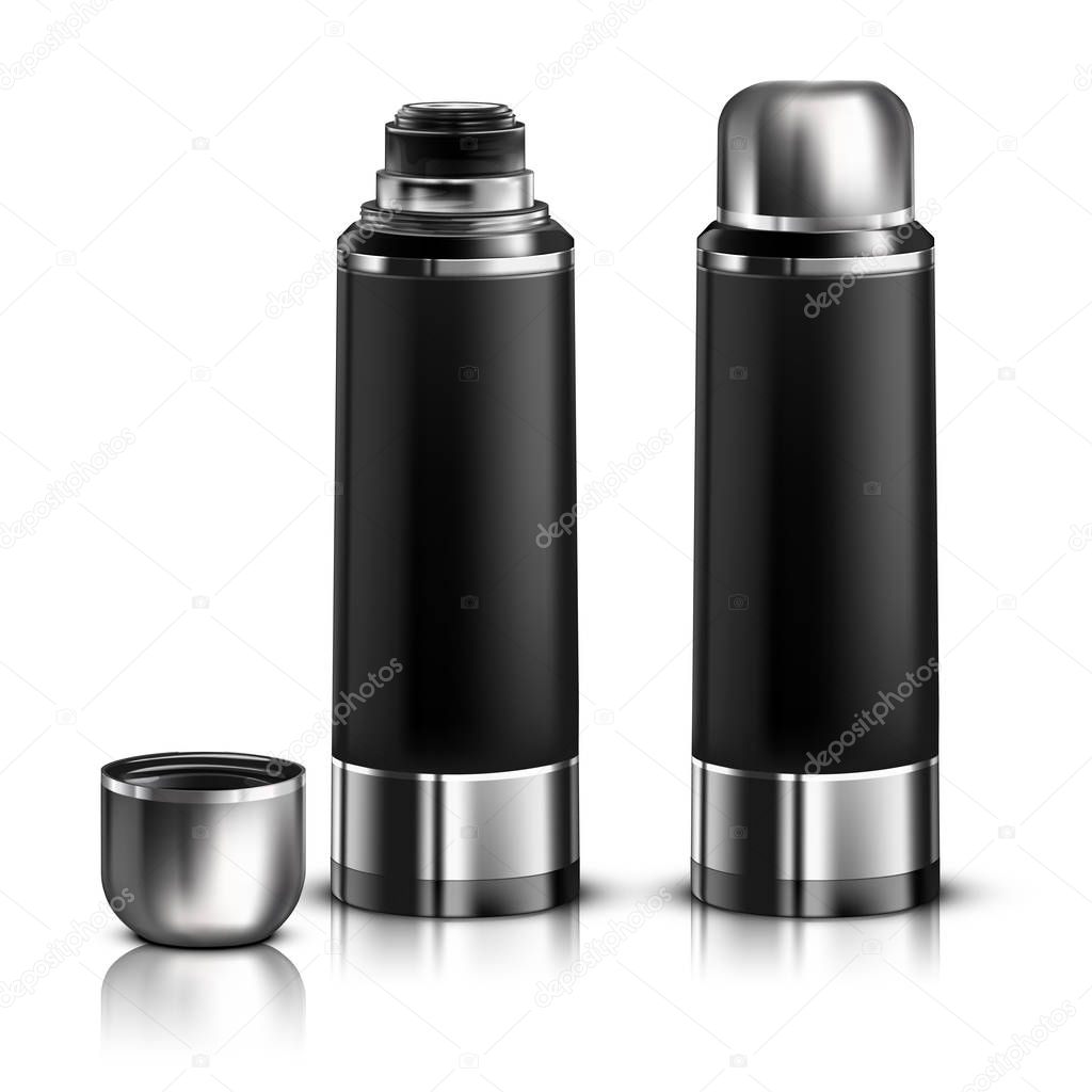 Vector. Mock Up. Black Thermos