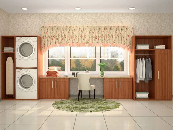 Yıkama ve temizlik için oda tasarımı. 3D Illustrator