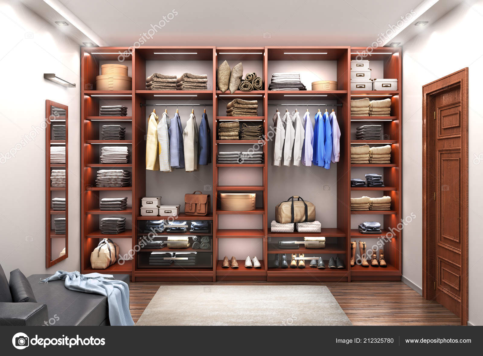 Men Wardrobe Room Illustration Modern Wooden Cabinet Clothes Hanging Rails Stock Photo C Urfingus 212325780,Modern House Designs Pictures Gallery In India